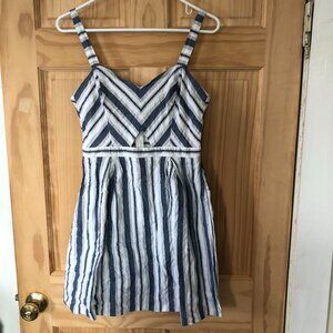 Blue & White Striped Cutout Mini Dress by Jealous Tomato - Sz M